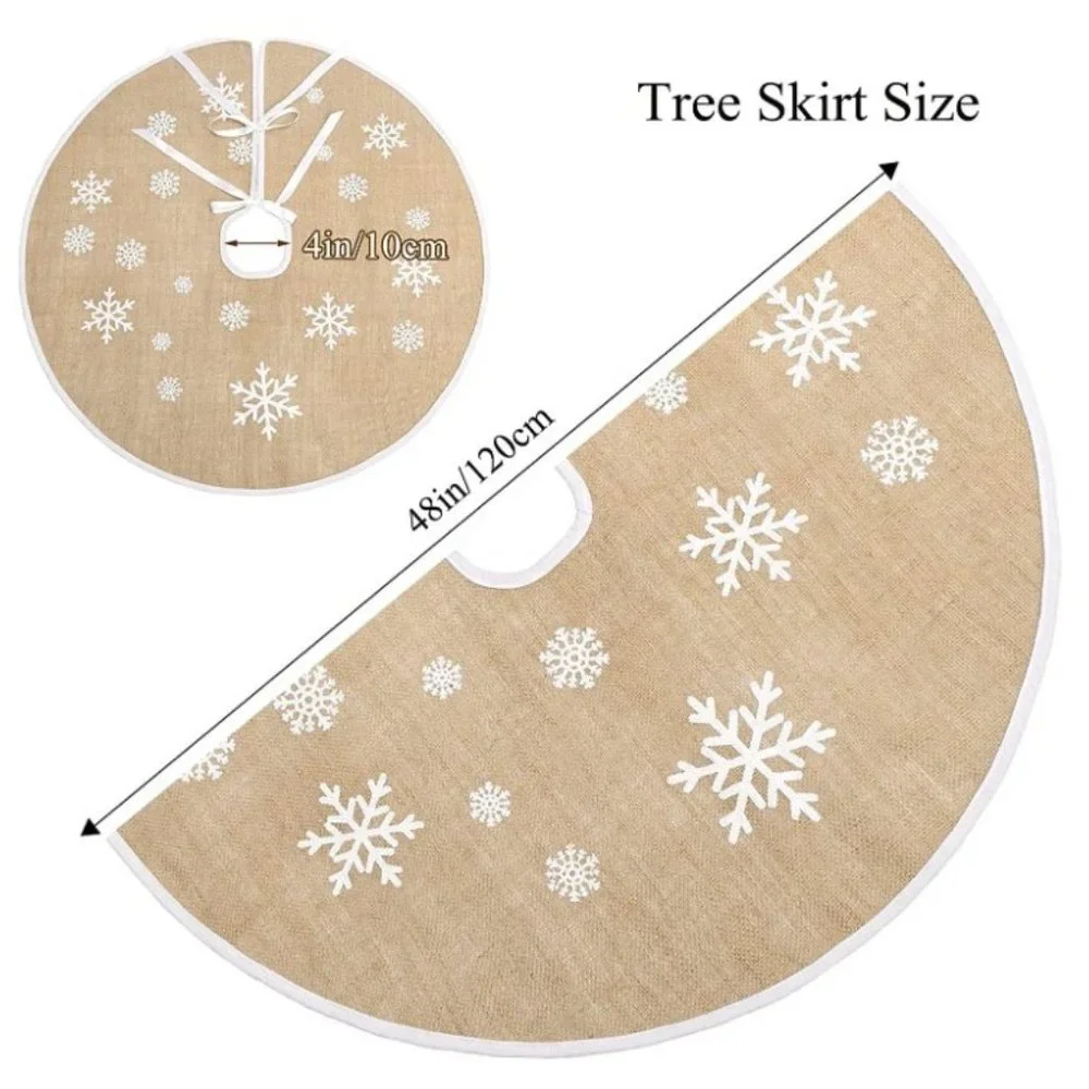 Rustic Burlap Christmas Tree Skirt – 48” Snowflake Farmhouse Style – NWT - Picture 9 of 12